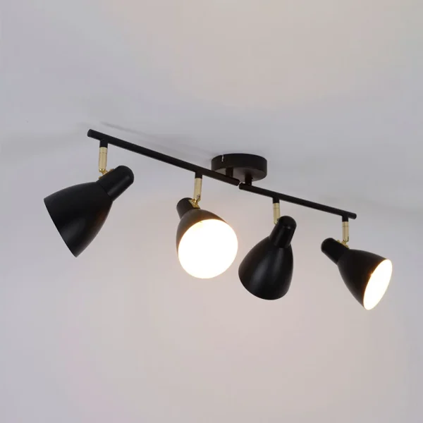 Corep Spot 4 Lumières En Métal Et Laiton L70cm Noir Mat – Marcel 3