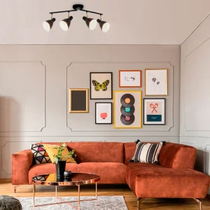 Corep Spot 4 Lumières En Métal Et Laiton L70cm Noir Mat – Marcel 11