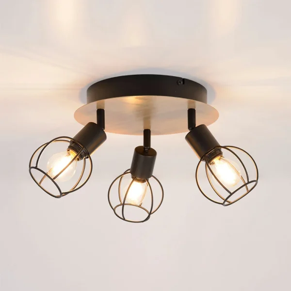 Corep Spot 3 Lumières En Métal D24cm Noir Et Naturel – Owen 3