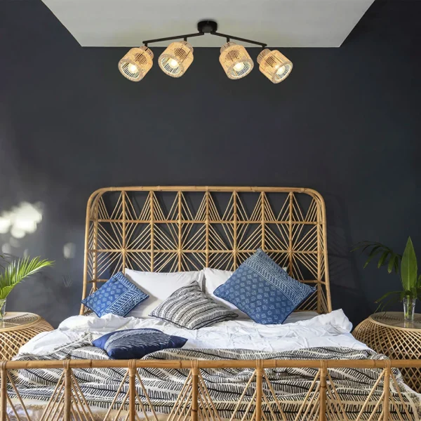 Corep Spot 4 Lumières En Métal Et Cordelette L66cm Naturel – Cancun 4