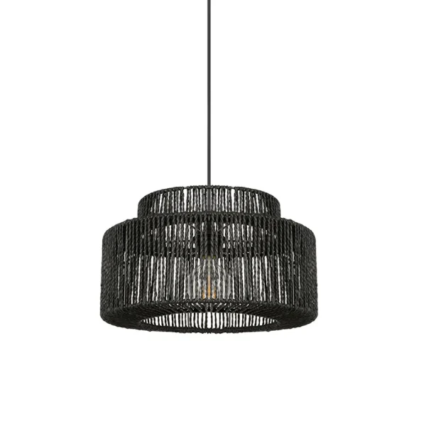 Corep Suspension En Métal Et Cordelette Tressé D38cm Noir – Cancun 1