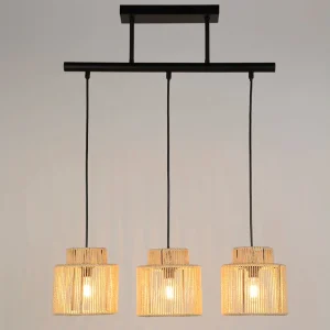 Corep Suspension 3 Lumière En Métal Et Cordelette Tressé L60cm Naturel – Cancun 8