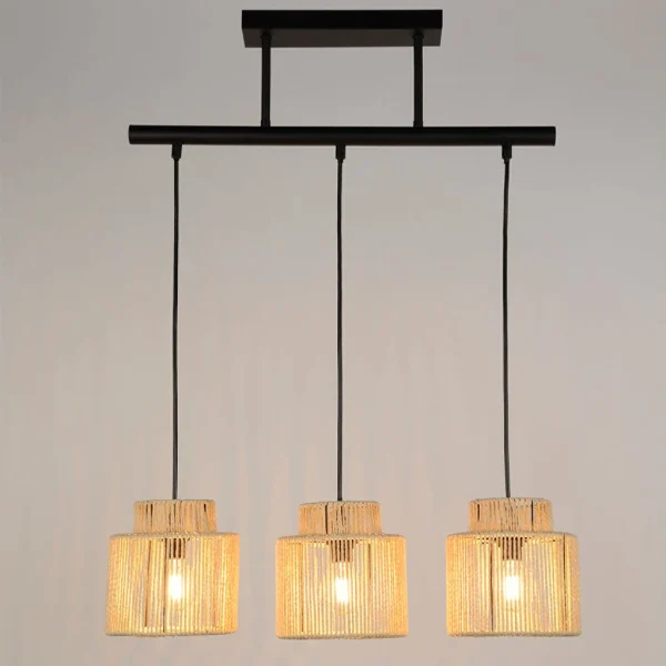 Corep Suspension 3 Lumière En Métal Et Cordelette Tressé L60cm Naturel – Cancun 3