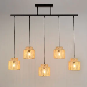 Corep Suspension 5 Lumière En Métal Et Cordelette Tressé L198cm Naturel – Cancun 8