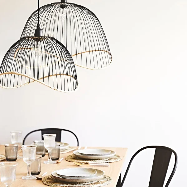 SEMA DESIGN Suspension En Fer Et Rotin H35cm Noir – Filen 4