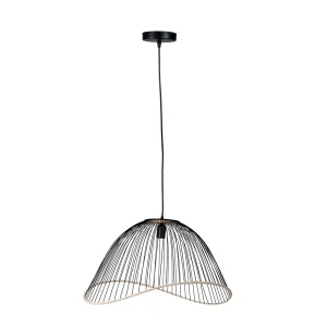 SEMA DESIGN Suspension En Fer Et Rotin H35cm Noir – Filen 8