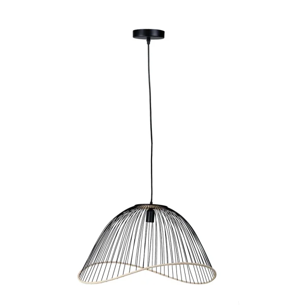 SEMA DESIGN Suspension En Fer Et Rotin H35cm Noir – Filen 3