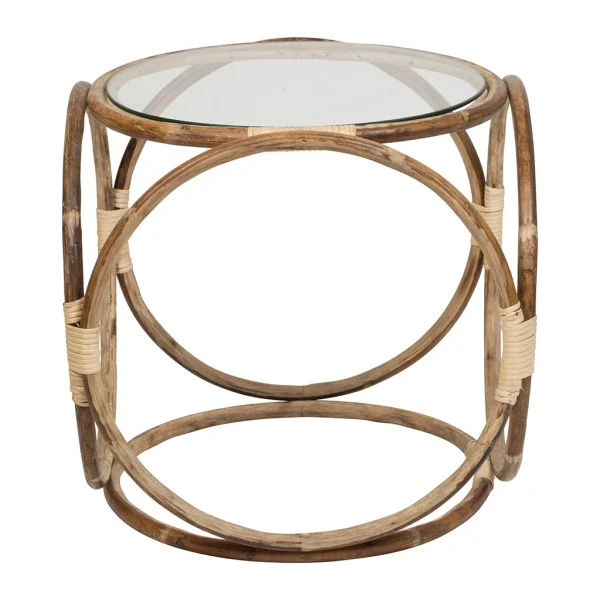 SEMA DESIGN Table D’appoint En Rotin Naturel Et Verre 1