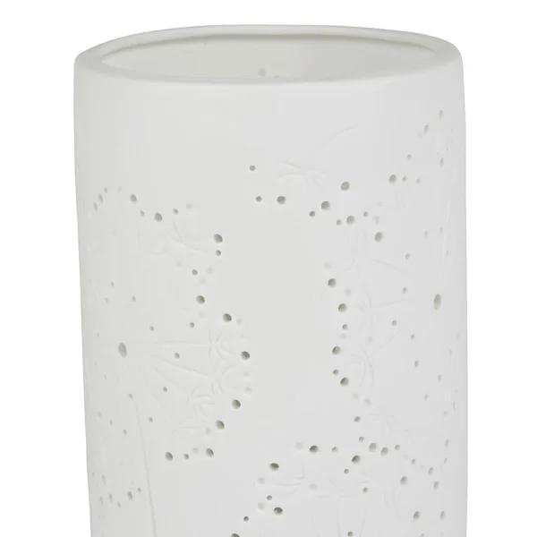 SEMA DESIGN Lampe Cylindre En Porcelaine H24cm Blanc – Fleur 3