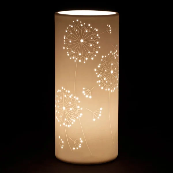 SEMA DESIGN Lampe Cylindre En Porcelaine H28cm Blanc – Fleur 5