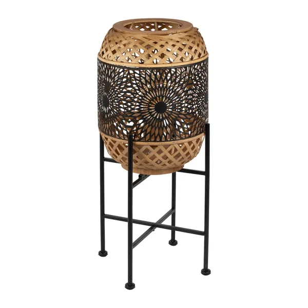SEMA DESIGN Lampe Sur Pied Fer Et Bambou H59cm Noir Et Doré – Rosalie 1