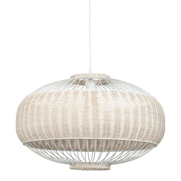 SEMA DESIGN Suspension En Rotin Et Fer D55.5cm Naturel Et Blanc – Filen 1