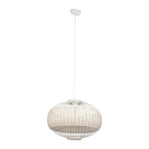 SEMA DESIGN Suspension En Rotin Et Fer D55.5cm Naturel Et Blanc – Filen 8