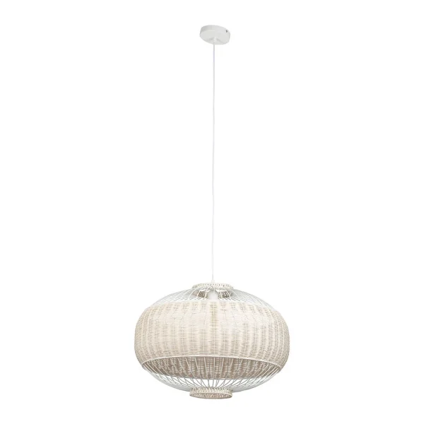 SEMA DESIGN Suspension En Rotin Et Fer D55.5cm Naturel Et Blanc – Filen 3