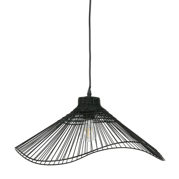 SEMA DESIGN Suspension En Rotin Et Fer D50cm Noir – Ferline 1