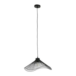 SEMA DESIGN Suspension En Rotin Et Fer D50cm Noir – Ferline 9