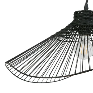 SEMA DESIGN Suspension En Rotin Et Fer D50cm Noir – Ferline 11