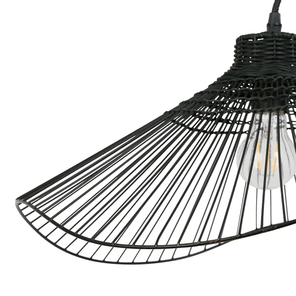 SEMA DESIGN Suspension En Rotin Et Fer D50cm Noir – Ferline 4