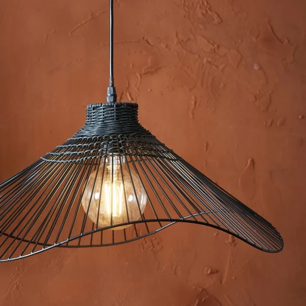 SEMA DESIGN Suspension En Rotin Et Fer D50cm Noir – Ferline 6