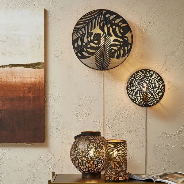 SEMA DESIGN Lampe Cylindre En Fer H25cm Noir – Palmier 4